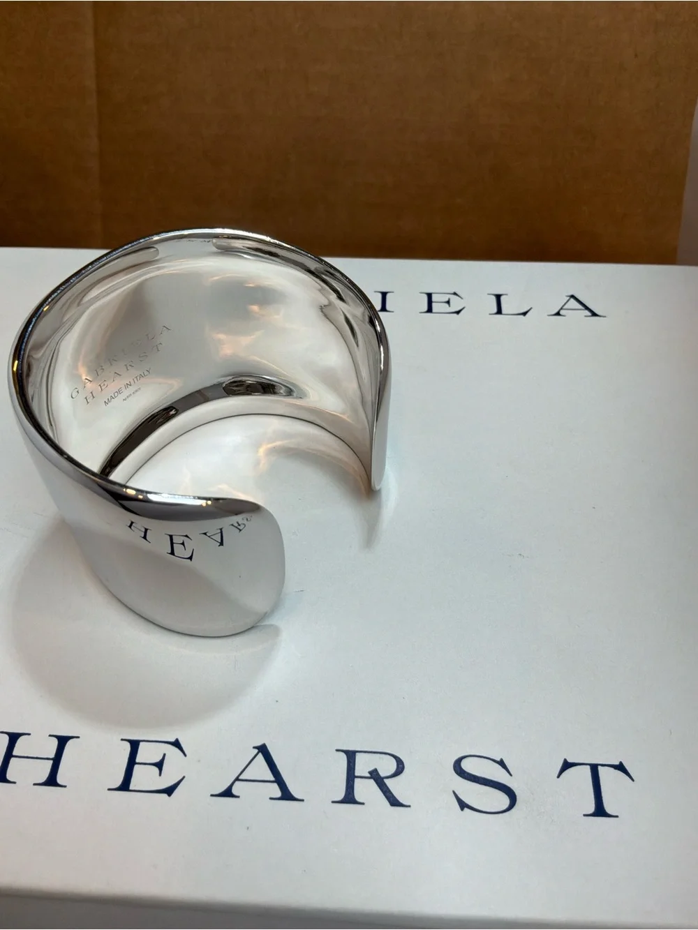 NIB Gabriela Hearst Polished Silver Wide Cuff Bangle AG925 Solid Silver